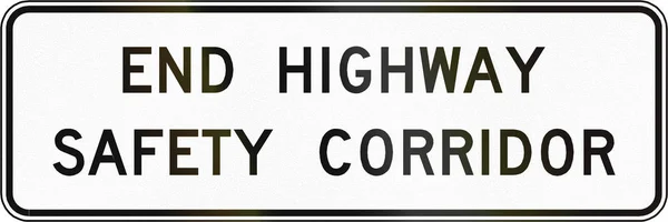 Verkehrszeichen im US-Bundesstaat Virginia - Ende des Sicherheitskorridors auf der Autobahn — Stockfoto