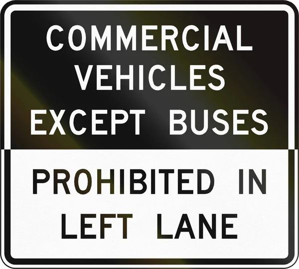 Road sign used in the US state of Virginia - Commercial vehicles except buses — Stock Photo, Image
