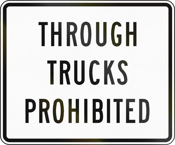 Road sign used in the US state of Virginia - Through trucks prohibited — Stock Photo, Image