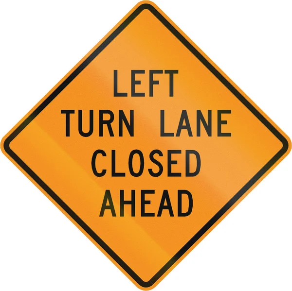 Señal de tráfico utilizada en el estado estadounidense de Virginia - Lane cerrado por delante — Foto de Stock