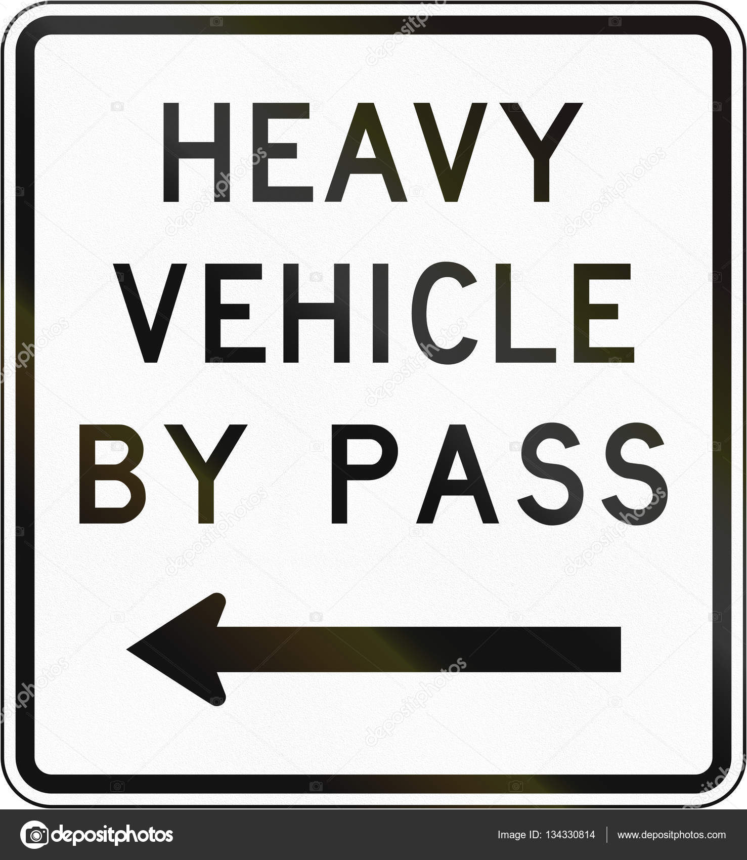 New Zealand road sign Bypass for heavy vehicles, to lef — Stock Photo