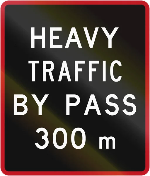 Starej wersji Nowej Zelandii znak drogowy: obwodnica dla ciężkich pojazdów, w odległości 300 metrów — Zdjęcie stockowe