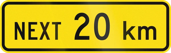 Nieuw-Zeeland verkeersbord: ondertekenen effectief voor de volgende 20 kilometer — Stockfoto