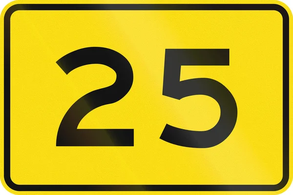 New Zealand road sign: Advisory speed of 25 km/ — Stok fotoğraf