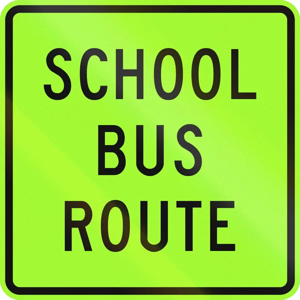 Yeni Zelanda yol işaret: okul otobüs güzergahı, floresan sürüm — Stok fotoğraf