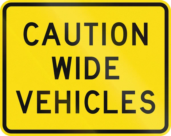 Señal de carretera de Nueva Zelanda: advirtiendo a los vehículos más anchos que usen precaución adicional — Foto de Stock