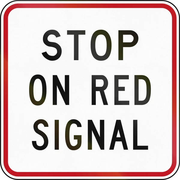 Señal de carretera de Nueva Zelanda RG-30: parada en rojo signa — Foto de Stock