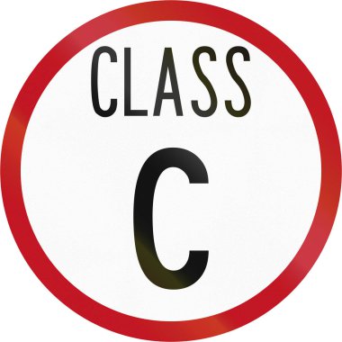 Yeni Zelanda yol işaret Rh - 1c: C sınıfı yol. Ağır vasıtalar yalnızca teslim veya mal veya yolcu roa boyunca toplamak için bu yolda sürebilirsin