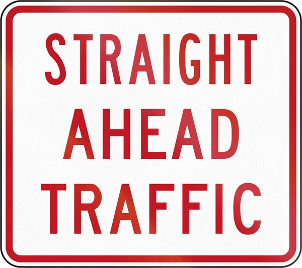 Nova Zelândia sinal de estrada RG-6.2: Straight Ahead Traffi — Fotografia de Stock