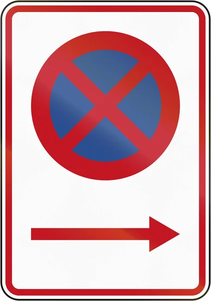 New Zealand road sign RP-1.1: No Stopping in direction pescribe — Stock Photo, Image