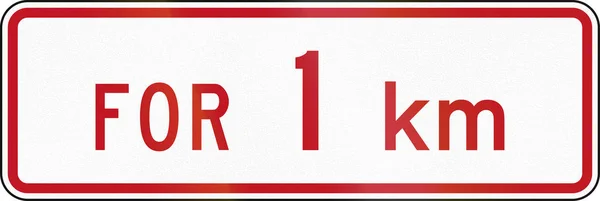 Nieuw-Zeeland aanvullende verkeersbord Rp-1.2: teken effectief voor afstand voorschrijven — Stockfoto