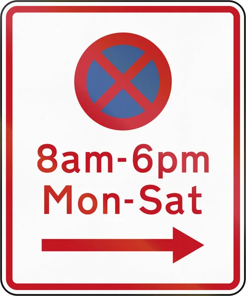 New Zealand road sign RP-2: No stopping at th etimes and in the direction prescribe — Stock Photo, Image