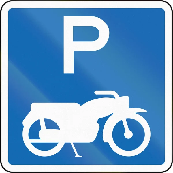 Neues Verkehrsschild: Parkzone für Motorräder — Stockfoto