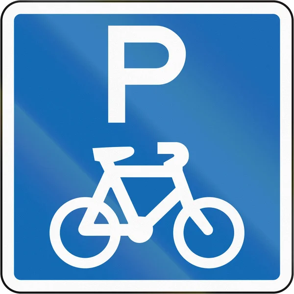 Znak drogowy w Nowej Zelandii: Strefa Parking dla rowerów — Zdjęcie stockowe
