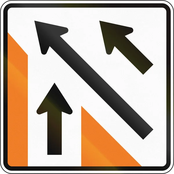 New Zealand road sign: Merging traffic (sign for minor road — Stock Photo, Image