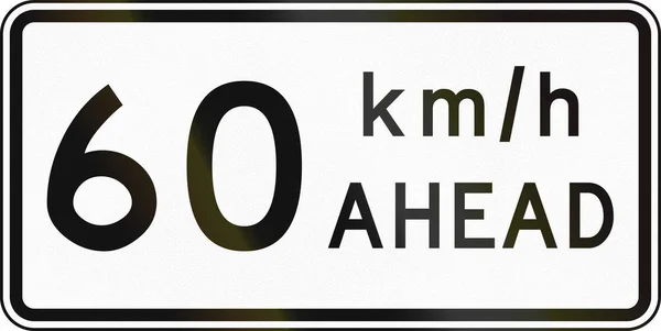 Nieuw-Zeeland verkeersbord: wegwerkzaamheden snelheidslimiet vooruit, 60 km — Stockfoto