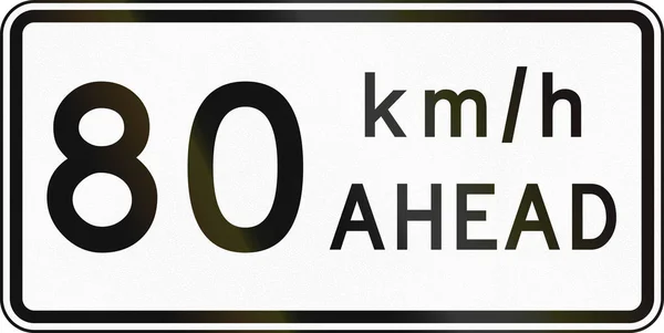 新西兰路标︰ 前方道路工程限速，80 公里 — 图库照片