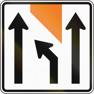 Yeni Zelanda yol işaret: Merkezi lane kapalı devam lef için