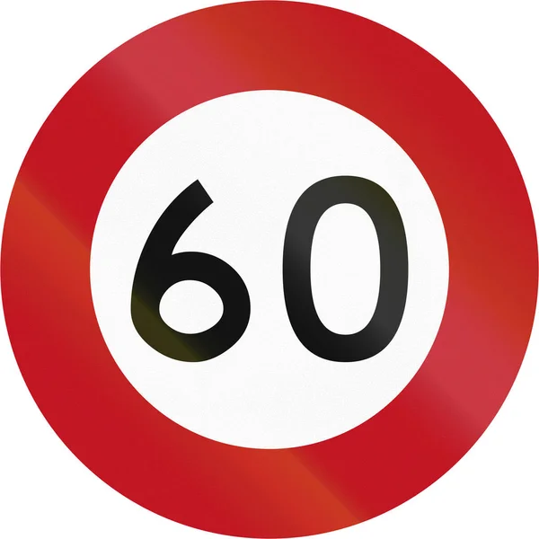 New Zealand road sign RG-1: 60 kmh limi — Stock Photo, Image