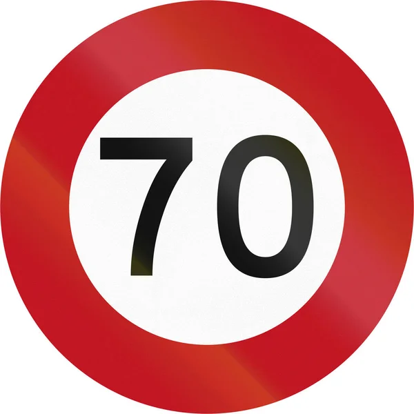 Nya Zeeland vägmärke Rg-1: 70 kmh gränse — Stockfoto