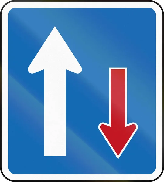 New Zealand road sign RG-20: Priority (over oncoming vehicles — Stock Photo, Image