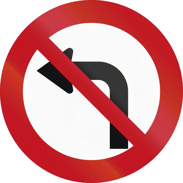 New Zealand road sign RG-8: No left tur — Stok Foto