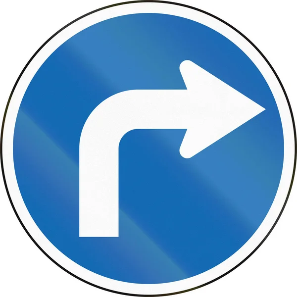 Nova Zelândia sinal de estrada RG-13: Vire righ — Fotografia de Stock