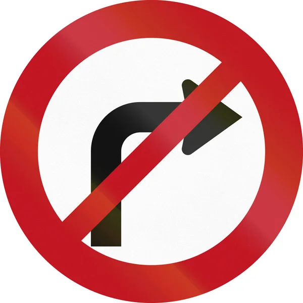 New Zealand road sign RG-7: No right tur — Stock Photo, Image