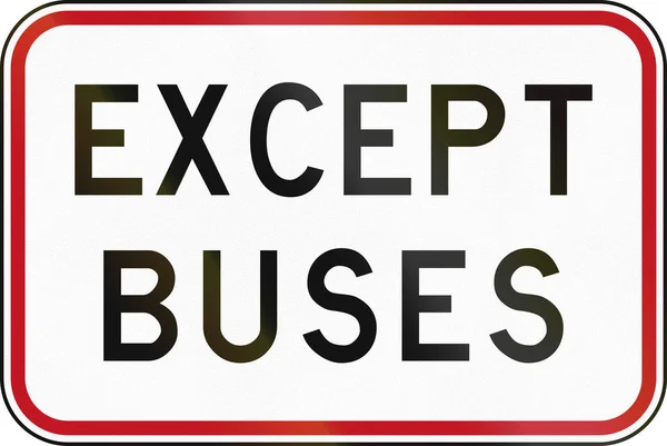 Nový Zéland dopravní značka - s výjimkou buse — Stock fotografie
