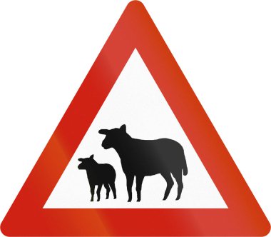 Norveç yol uyarı işareti - koyun geçiş