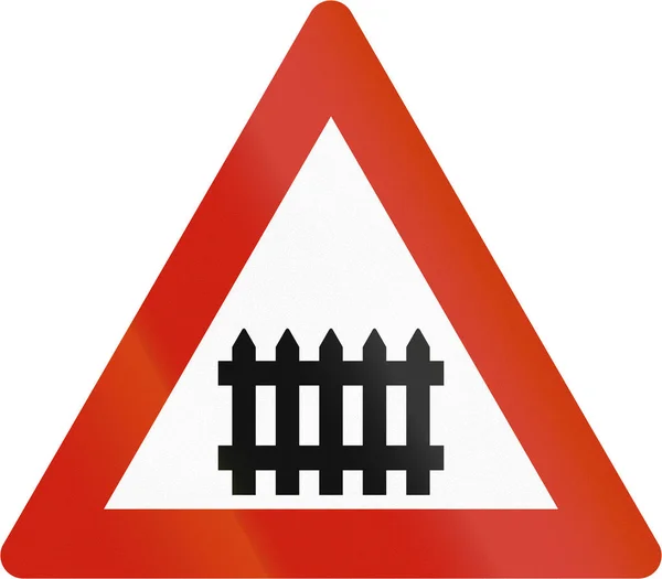 挪威道路警告标志-障碍道口 — 图库照片