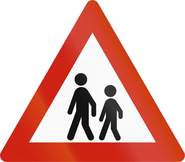 Sinal de alerta rodoviário norueguês - Cuidado com as crianças — Fotografia de Stock