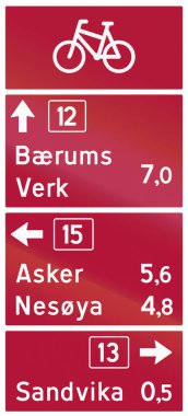 Norveç yol işaret - Anakartı Kılavuzu bisikletçiler için