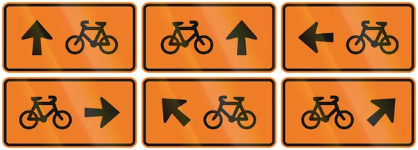 A collection of New Zealand road signs: Temporary directions for Cyclists — Stock Photo, Image