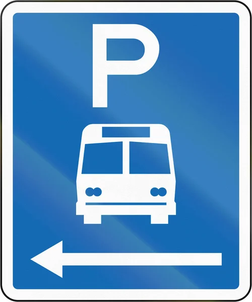 Νέα Ζηλανδία πινακίδα: ζώνης στάθμευσης για λεωφορεία με κανένα χρονικό όριο, στα αριστερά του η sig — Φωτογραφία Αρχείου