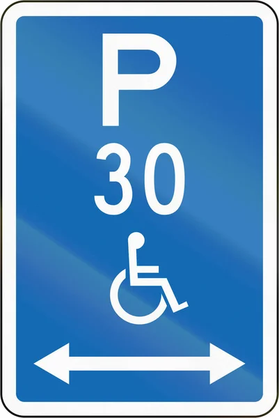 New Zealand road sign: Parking zone reserved for disabled persons with time limit, on both sides of this sig — Stock Photo, Image