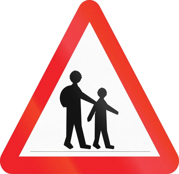 Panneau d'avertissement routier chypriote - passage des enfants — Photo