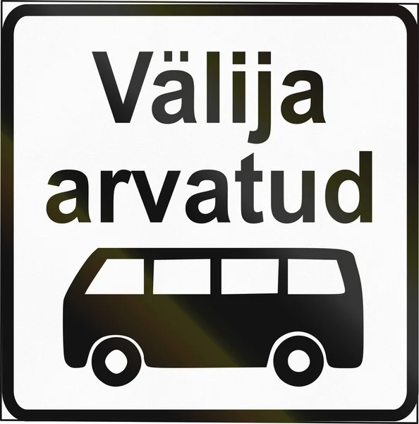 Señal de tráfico adicional estonia - Excepto autobuses. Las palabras significan excepción — Foto de Stock