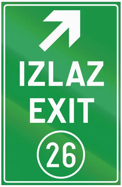 Informação de sinalização rodoviária utilizada na Croácia - Saída da estrada. Izlaz significa saída — Fotografia de Stock