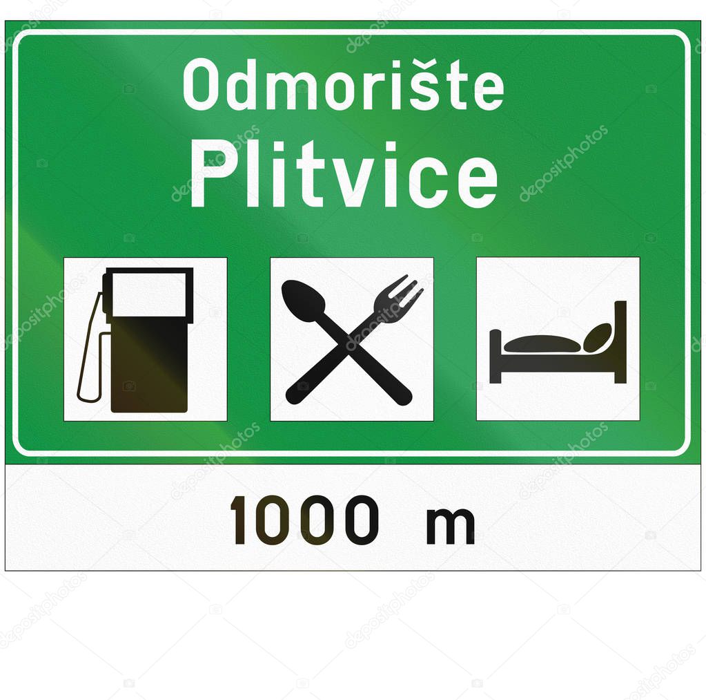 Information road sign used in Croatia - Odmoriste means lay-by