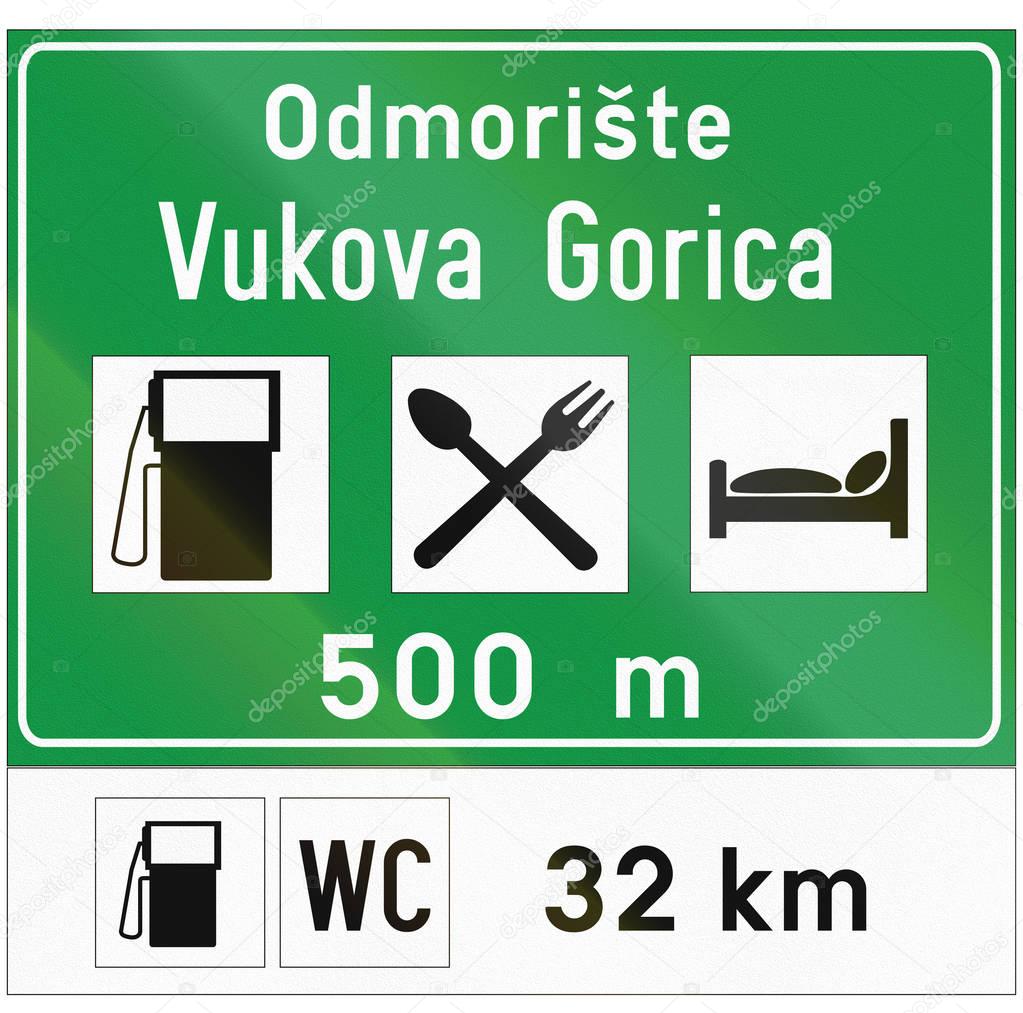 Information road sign used in Croatia - Odmoriste means lay-by