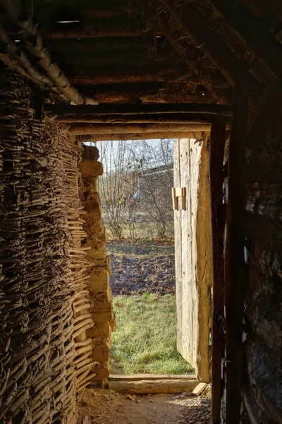 View out of an ancient Celtic building — Stock Photo, Image