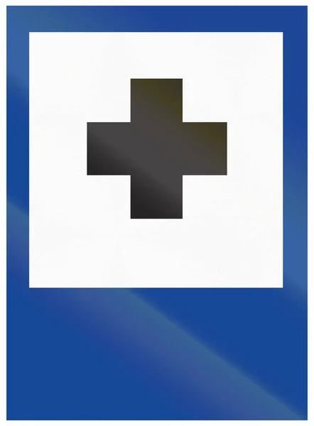 Medische kliniek informatieve verkeersbord gebruikt in Argentinië — Stockfoto
