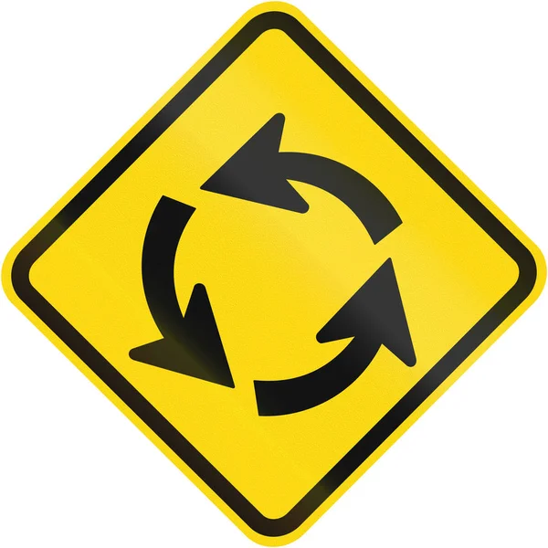 Road sign used in Brazil - Traffic Circle Ahead — Stock Photo, Image