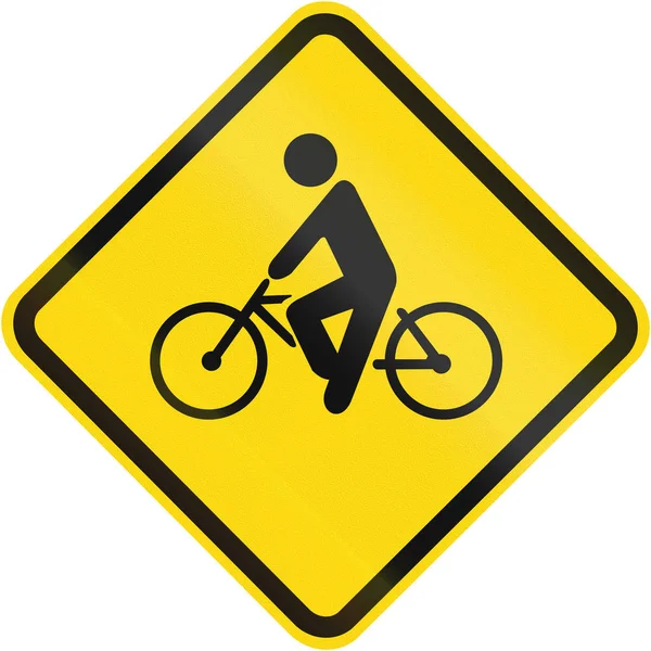 自行车穿越在巴西使用的警告标志 — 图库照片