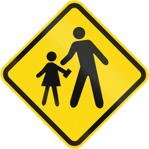 警告在巴西使用的道路标志的儿童 — 图库照片