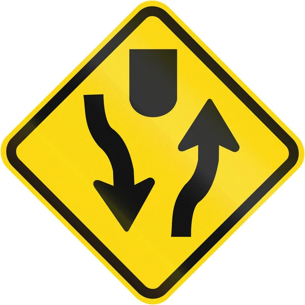 Divided highway warning sign used in Brazil — Stock Photo, Image