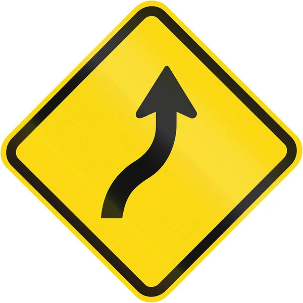 Road sign used in Brazil - Reverse curve less than 60 degrees, to right — Stock Photo, Image