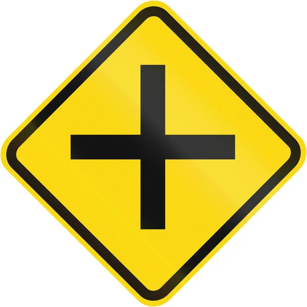 Road sign used in Brazil - Side road junction uncontrolled — Stock Photo, Image