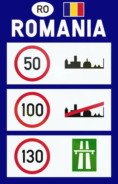 Información sobre los límites de velocidad en Rumanía en el cruce de fronteras — Foto de Stock